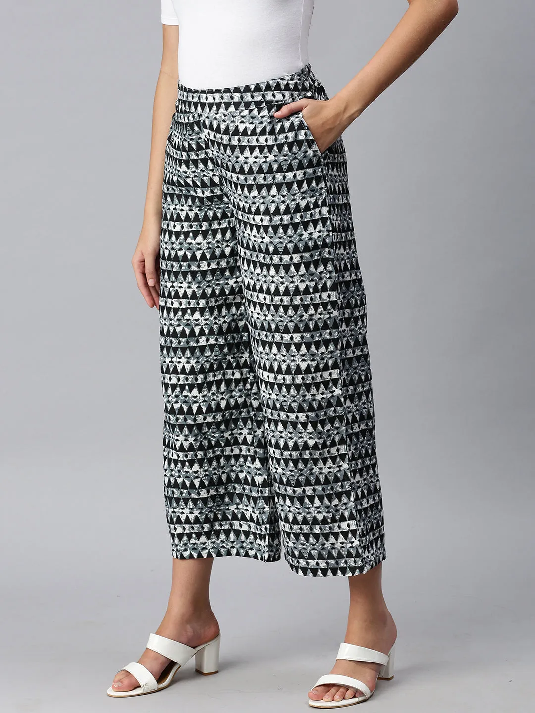 Ladies Printed Palazzo Black