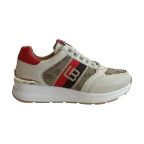 Laura Biagiotti Beige Red Platform Kid Sneakers - 8408 Donna