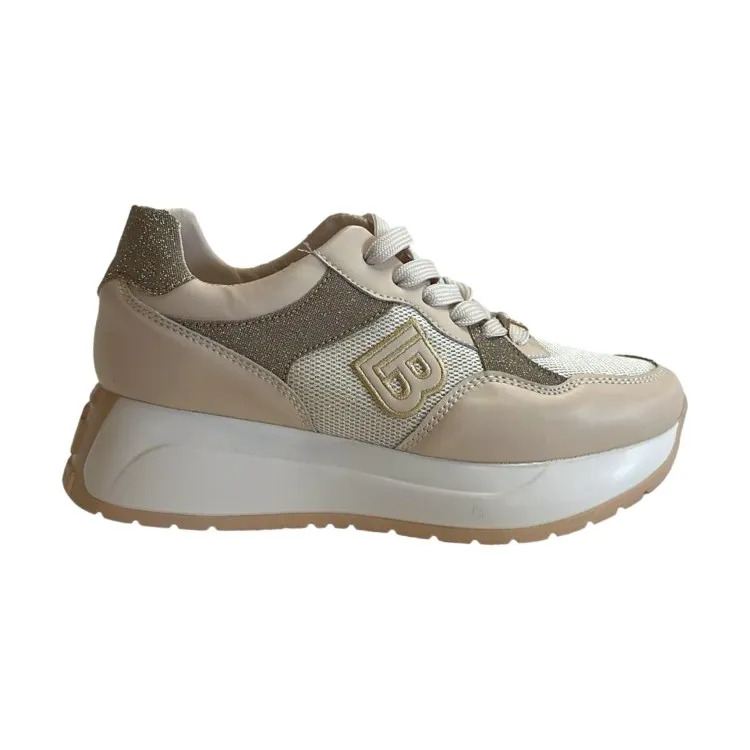 Laura Biagiotti 8414 Women's Glitter Beige Sneakers