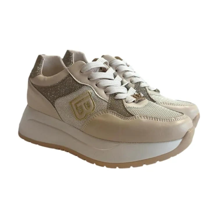 Laura Biagiotti 8414 Women's Glitter Beige Sneakers