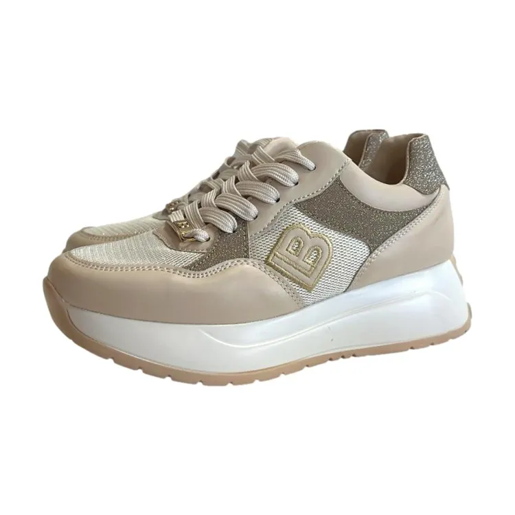 Laura Biagiotti 8414 Women's Glitter Beige Sneakers