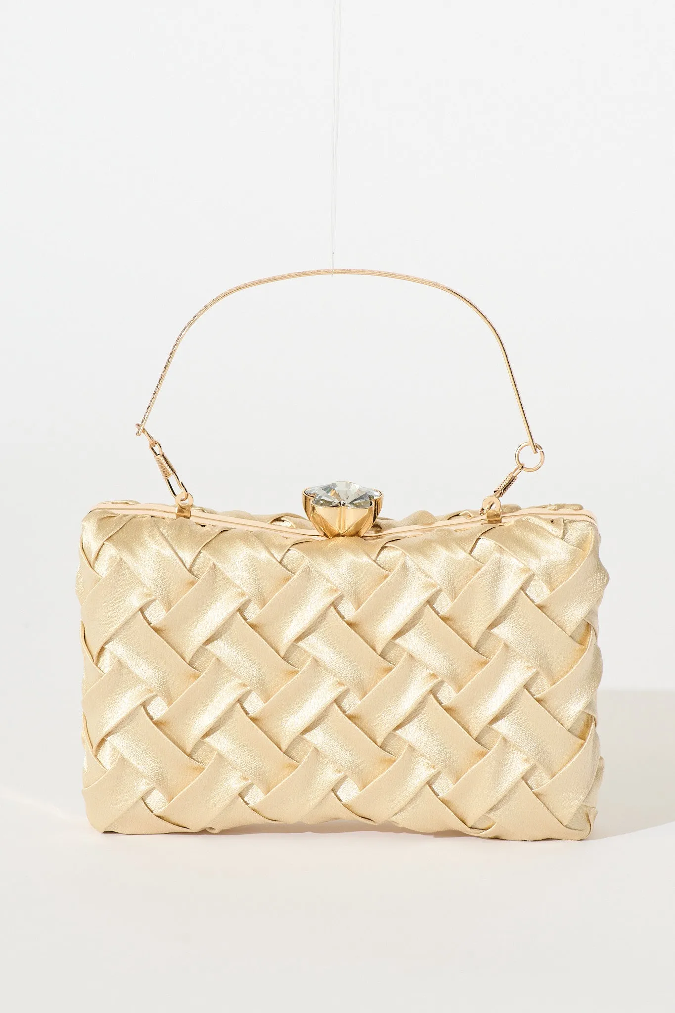 Lila Clutch Bag In Gold Textured Satin