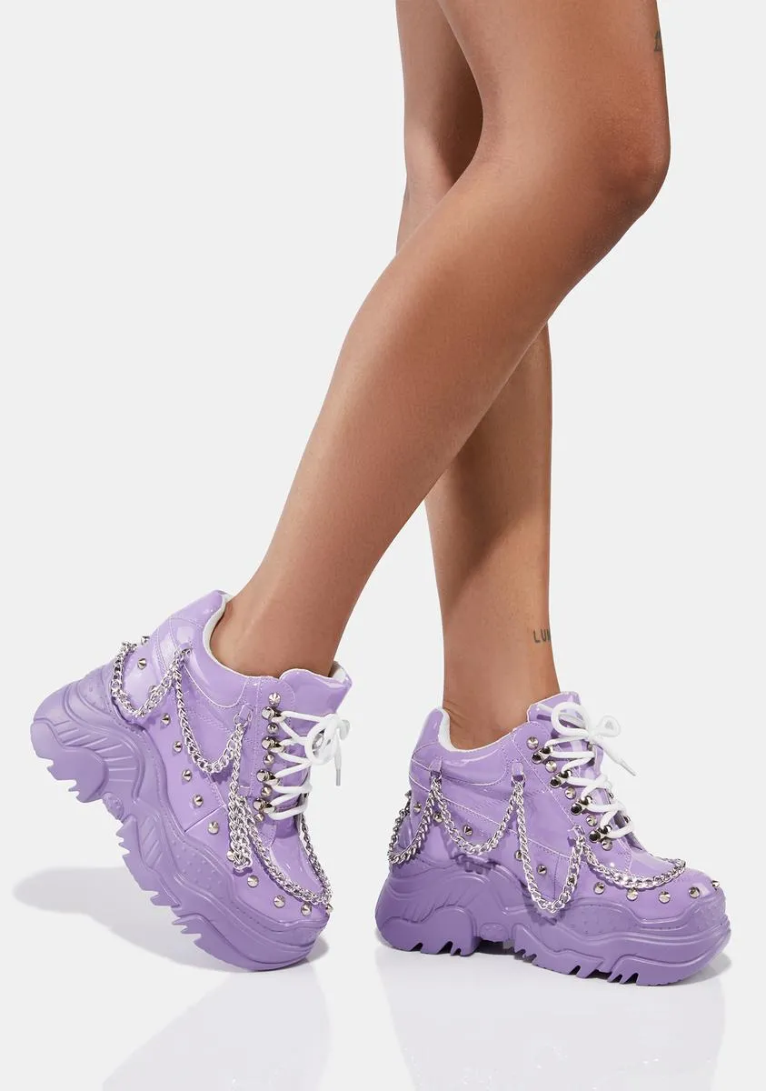 Lilac Patent Space Candy Platform Sneakers-