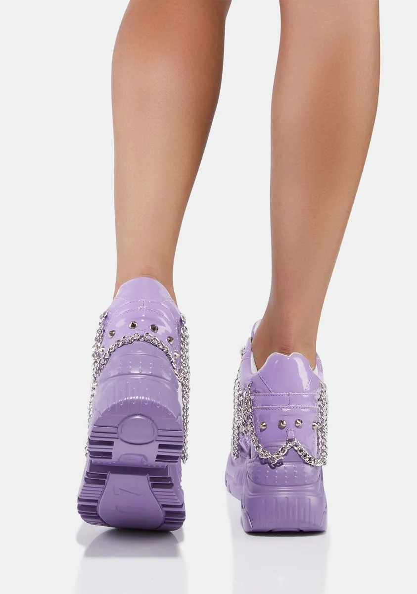 Lilac Patent Space Candy Platform Sneakers-