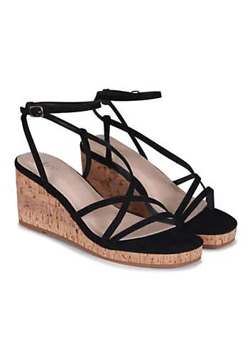 Linzi Aminah Black Strappy Wedges