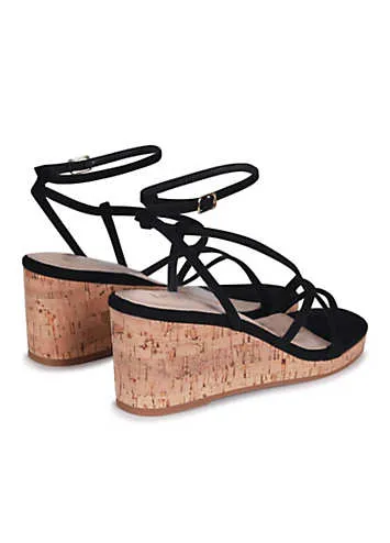 Linzi Aminah Black Strappy Wedges