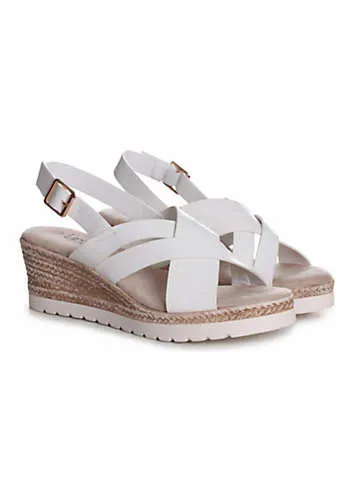 Linzi Myla White Slingback Wedges