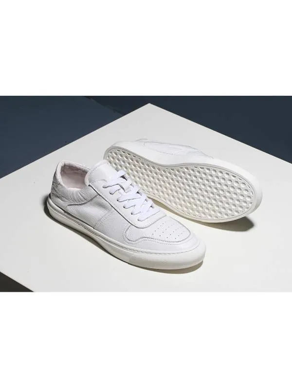 Lorenzo White Leather Lace-Up Sneakers