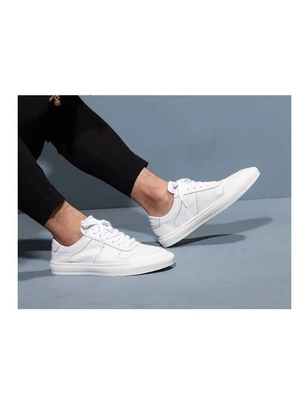 Lorenzo White Leather Lace-Up Sneakers