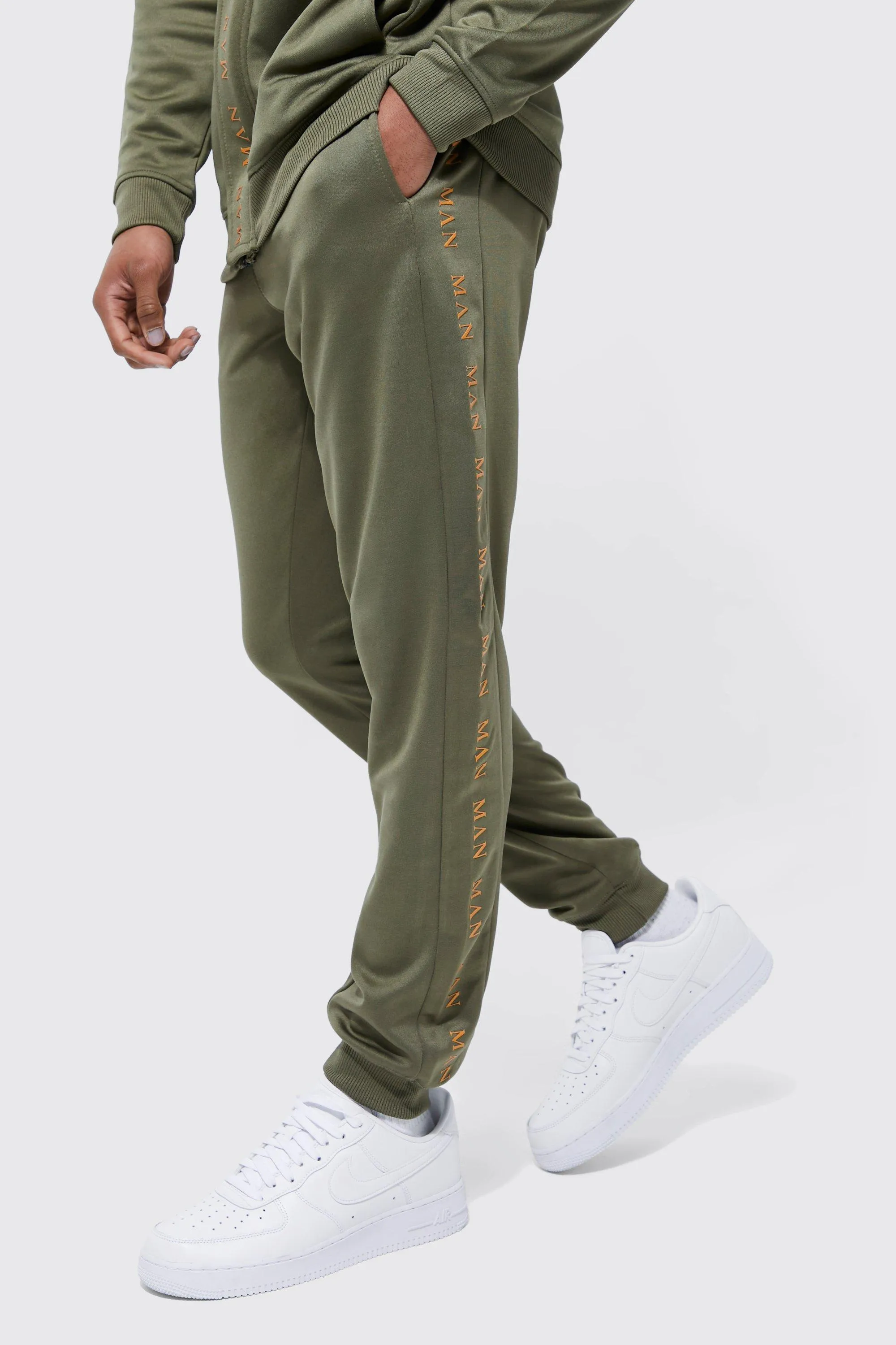 Man Gold Skinny Tricot Joggers | boohooMAN UK