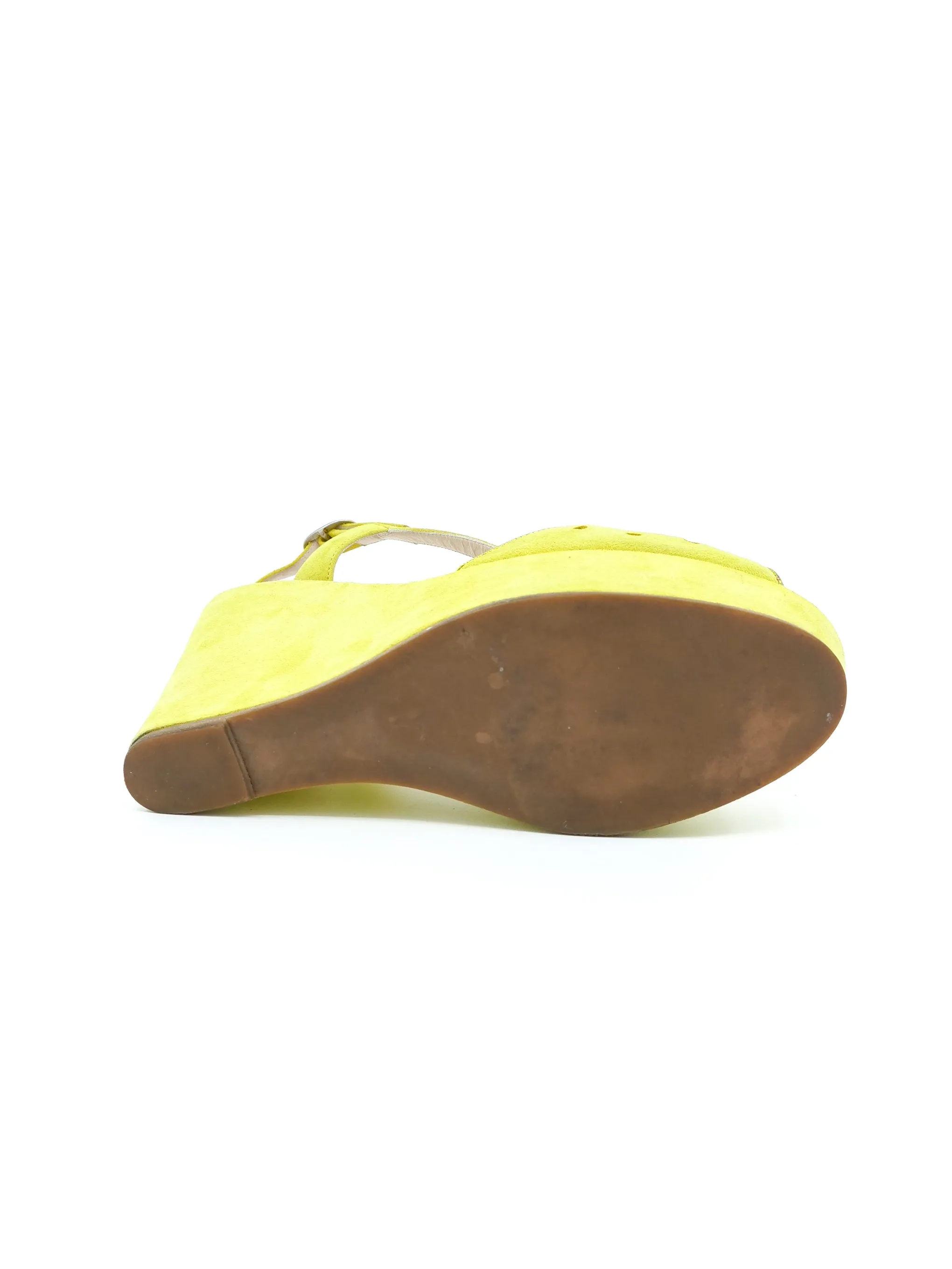 Marc Jacobs Chartreuse Suede Wedges, 6.5