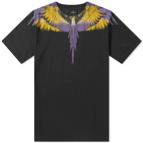 Marcelo Burlon Wings Shoulder Tee in Black & Yellow