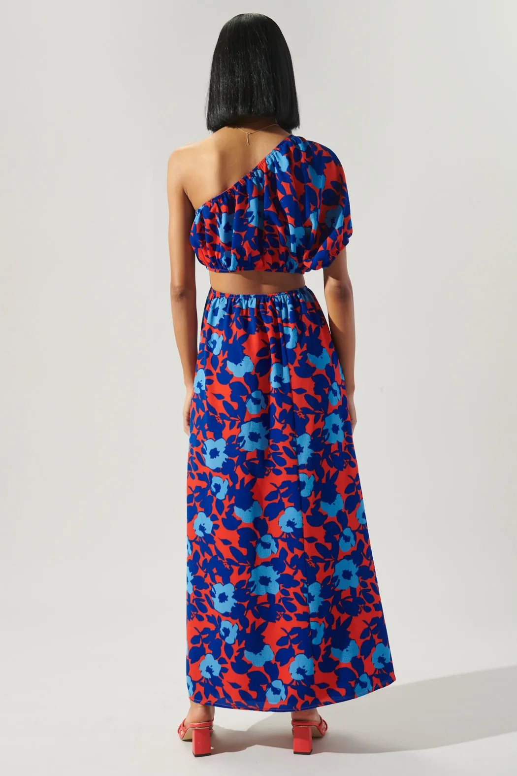 Matador Floral Cutout One Shoulder Maxi Dress