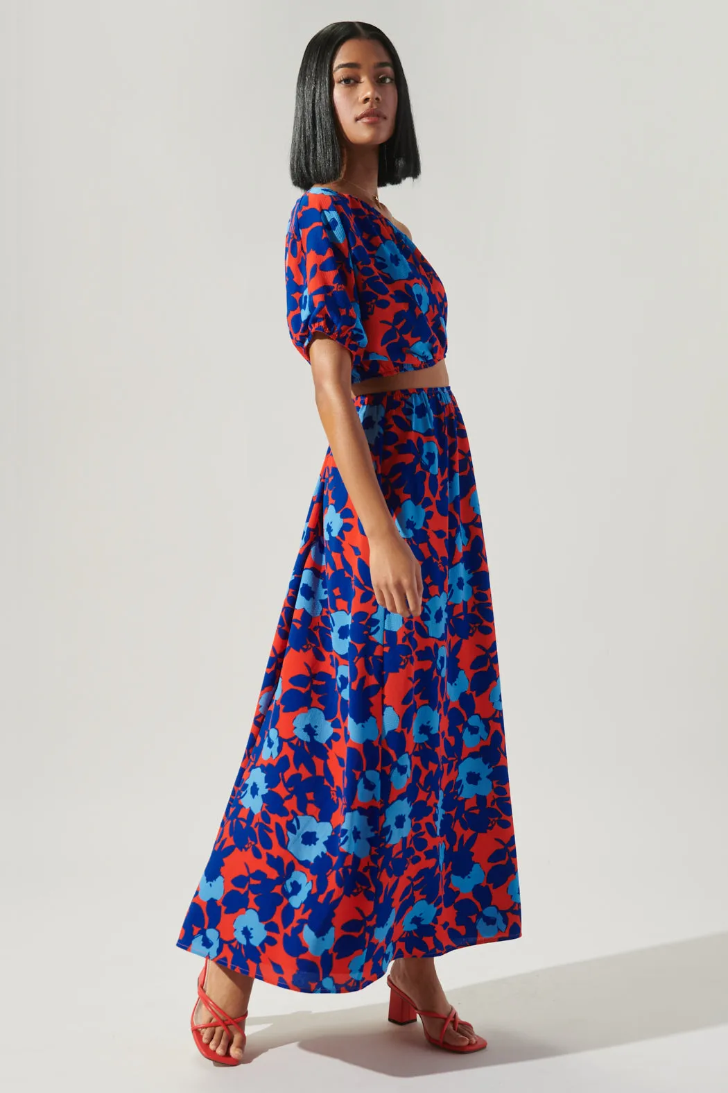 Matador Floral Cutout One Shoulder Maxi Dress