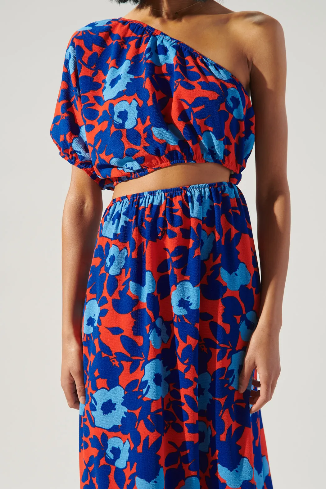 Matador Floral Cutout One Shoulder Maxi Dress