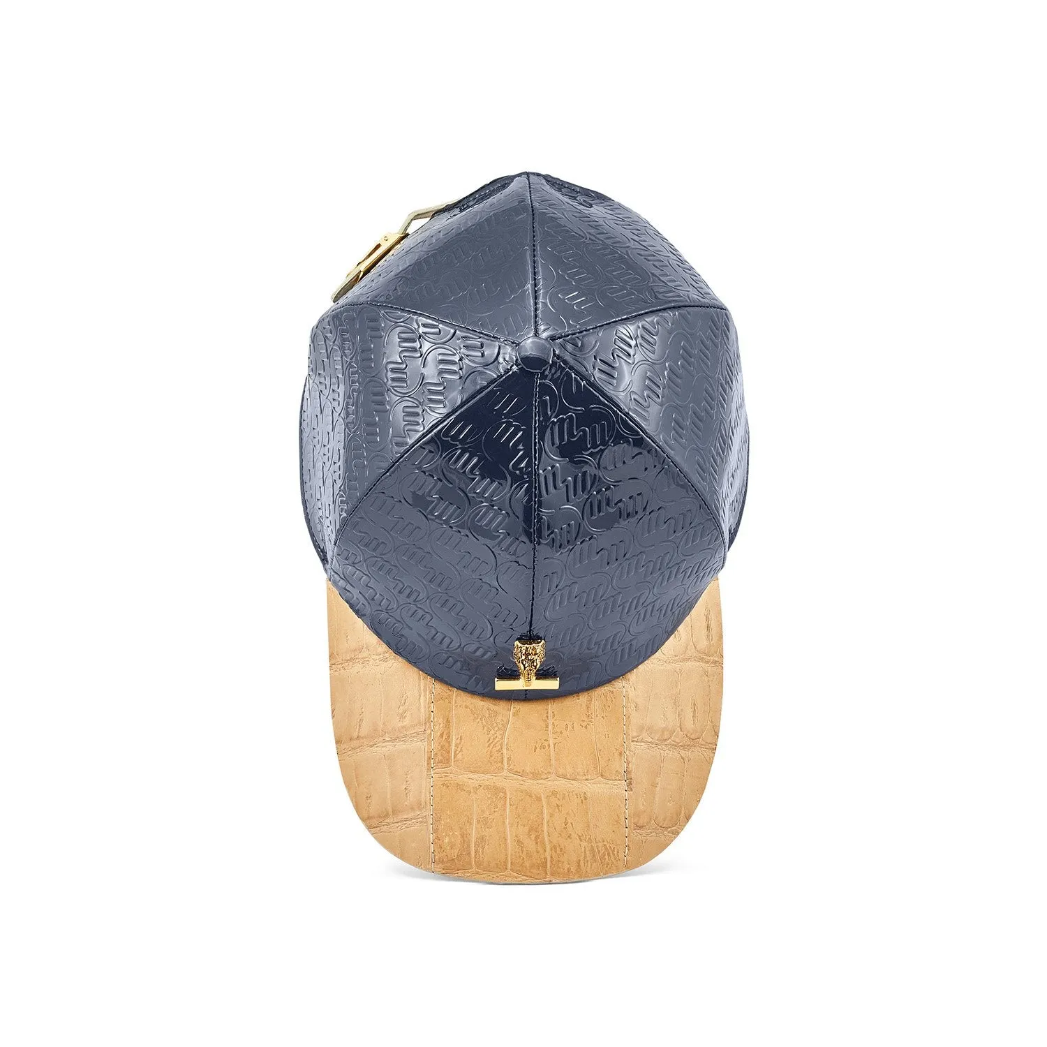 Mauri H65 Classic Men's Wonder Blue & Champagne Exotic Crocodile / Patent Leather Hat (MAH1033)