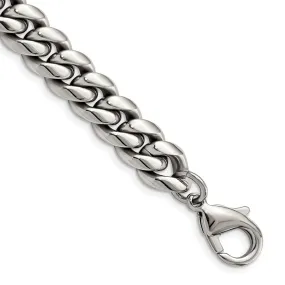 Men's 10mm Stainless Steel Polished Curb Chain Bracelet, 8.5 Inch