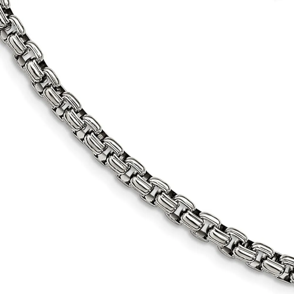 Men's 5.5mm Stainless Steel Fancy Round Box Chain Necklace, 24 Inch