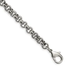 Men's 7mm Stainless Steel Textured Rolo Chain Bracelet, 8.25 Inch