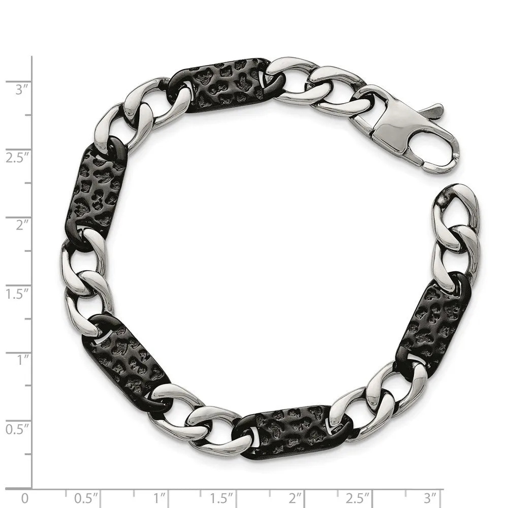 Men's 9mm Stainless Steel Two Tone Link Chain Bracelet, 8.5 Inch