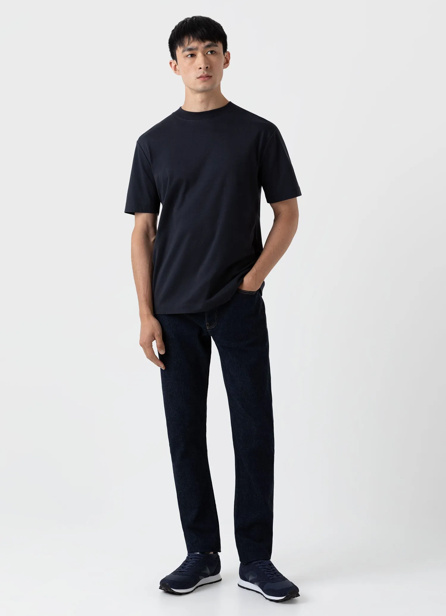 Men's Brushed Cotton Mock Neck in Black