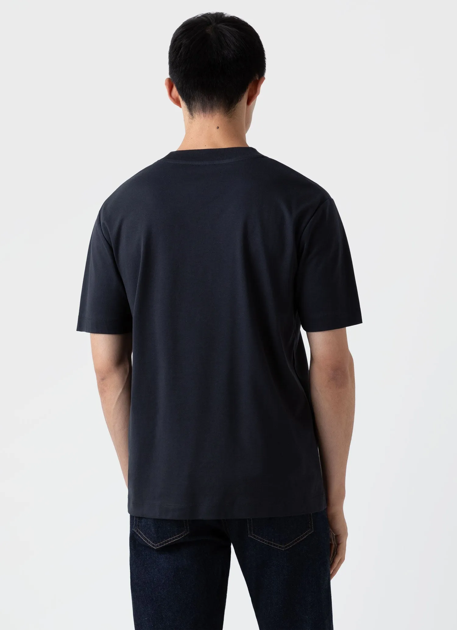 Men's Brushed Cotton Mock Neck in Black