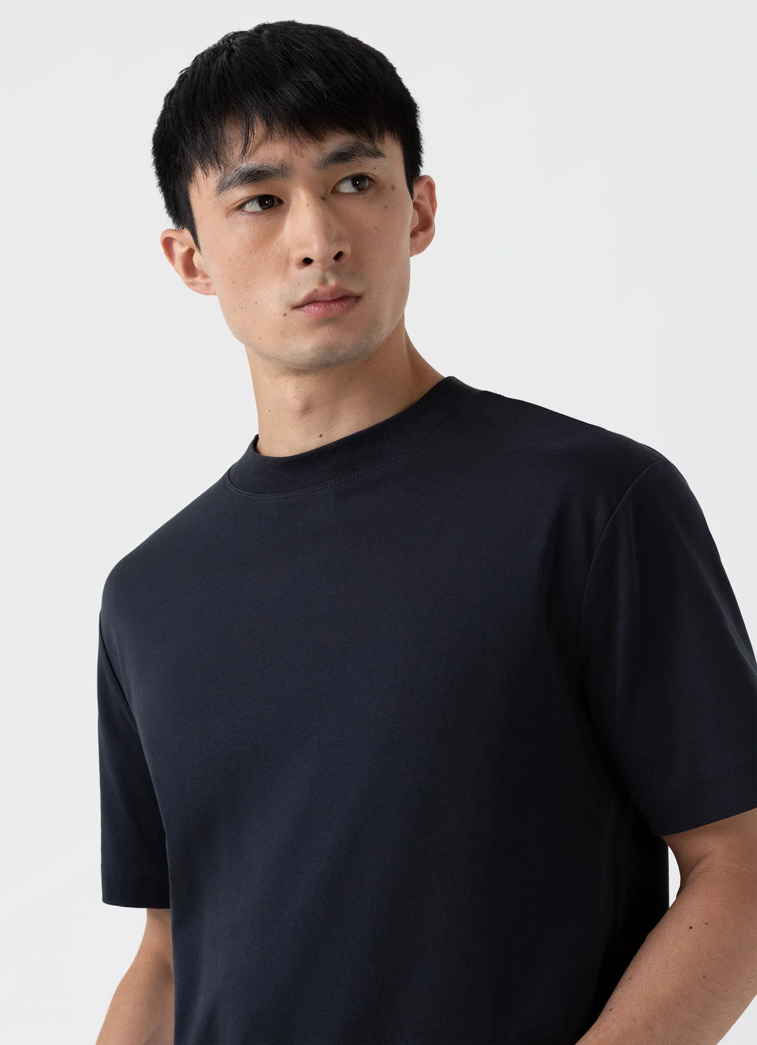 Men's Brushed Cotton Mock Neck in Black