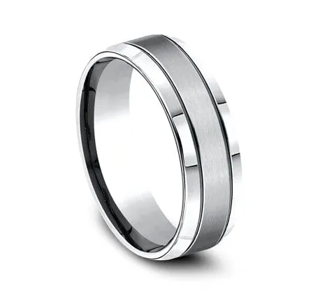 Men's Wedding Band, 7MM White Cobalt with Satin Center