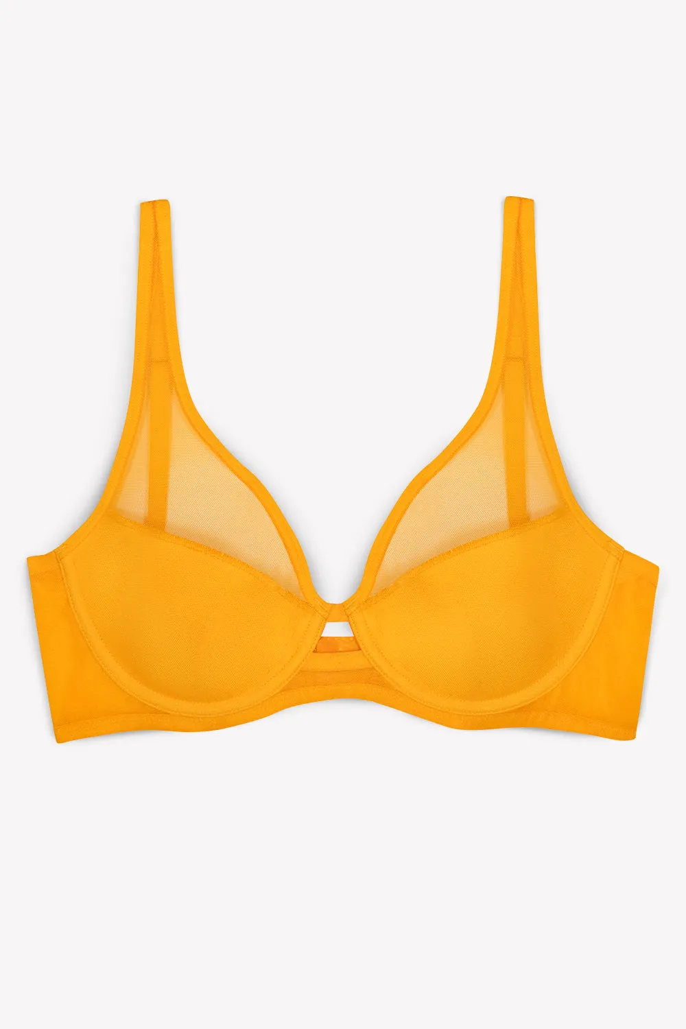 Mesh Plunge Bra | Saffron