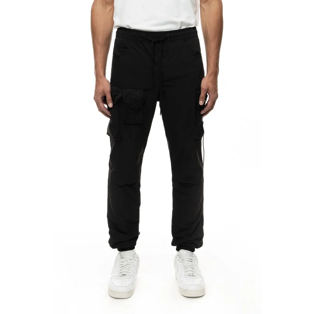 Mixed Media Utility Joggers - Black