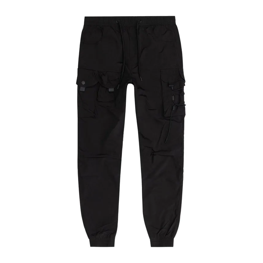 Mixed Media Utility Joggers - Black