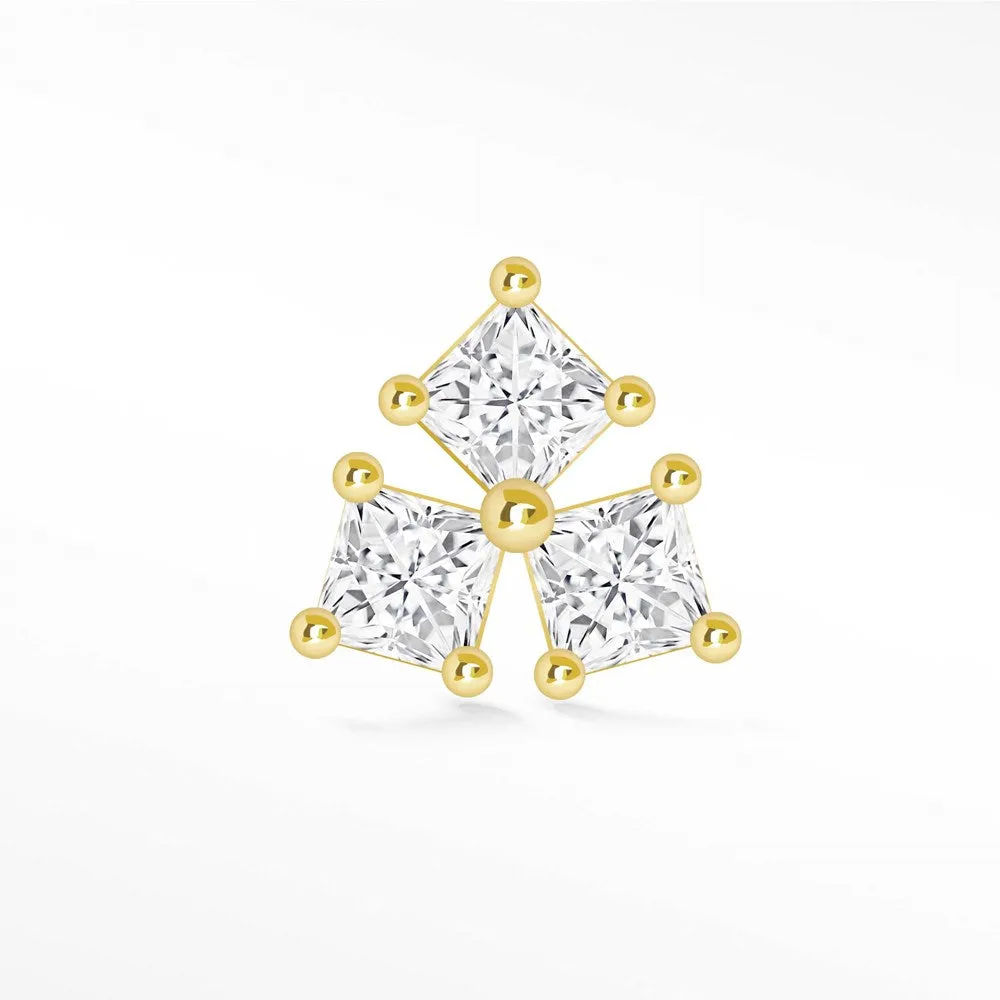 Moissanite Flat Back Earring in 14k Yellow