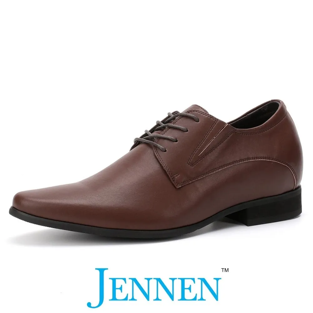 Mr. Parkinson Brown Vegan 8cm | 3.2 Inches Taller Formal Heeled Shoes