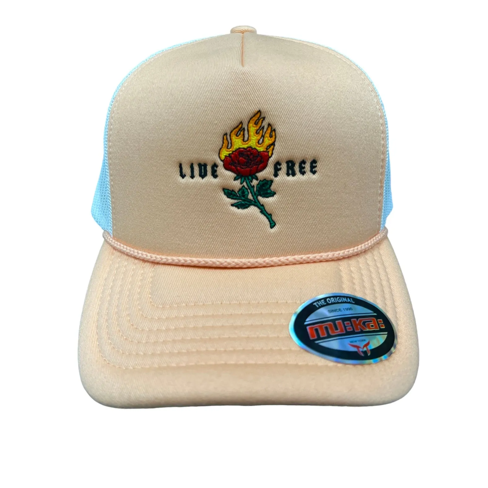 MUKA LIVE FREE PEACH TRUCKER HAT