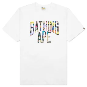 NYC White Tee with Multiple Camo Logos