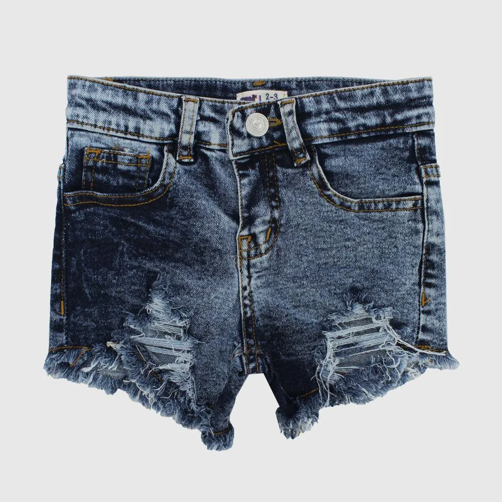 Nautical Distressed Denim Shorts