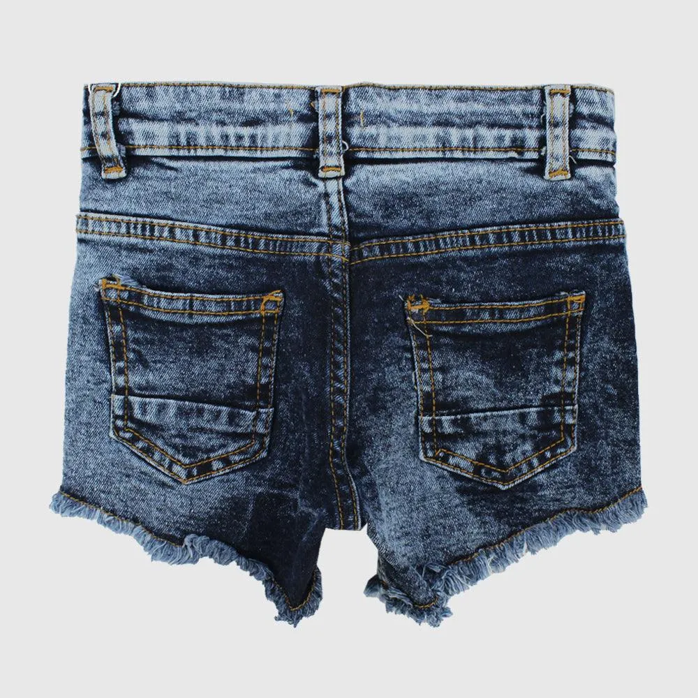 Nautical Distressed Denim Shorts