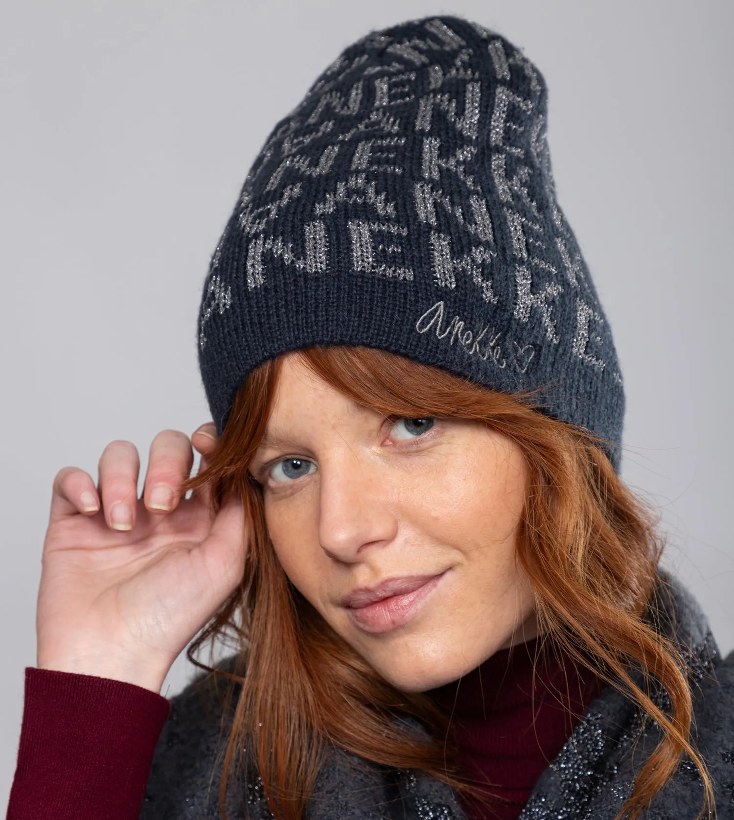 Navy Blue Contemporary Knit Hat