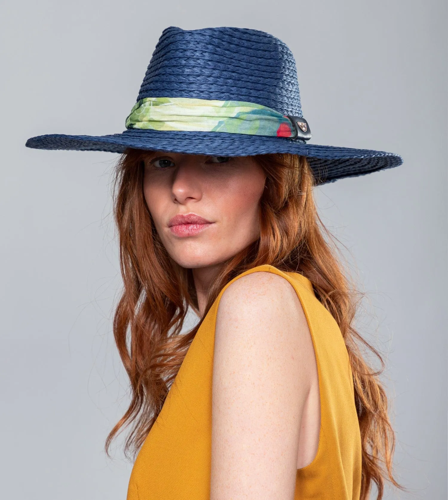 Navy blue raffia hat