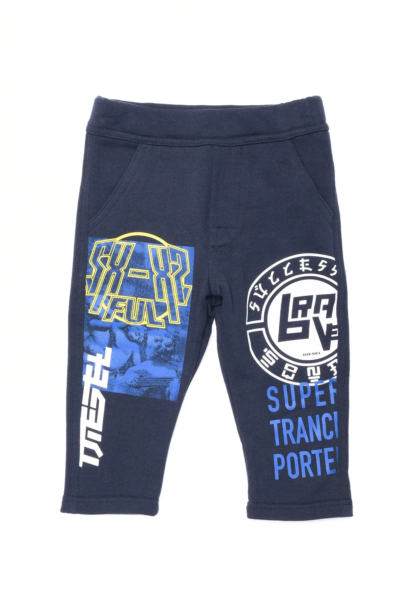 Navy Joggers with Text Design