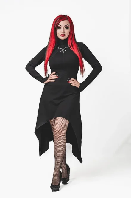 Necessary Evil Minerva High Low Gothic Dress can be rewritten as Necessary Evil Minerva Gothic High Low Dress for better search 