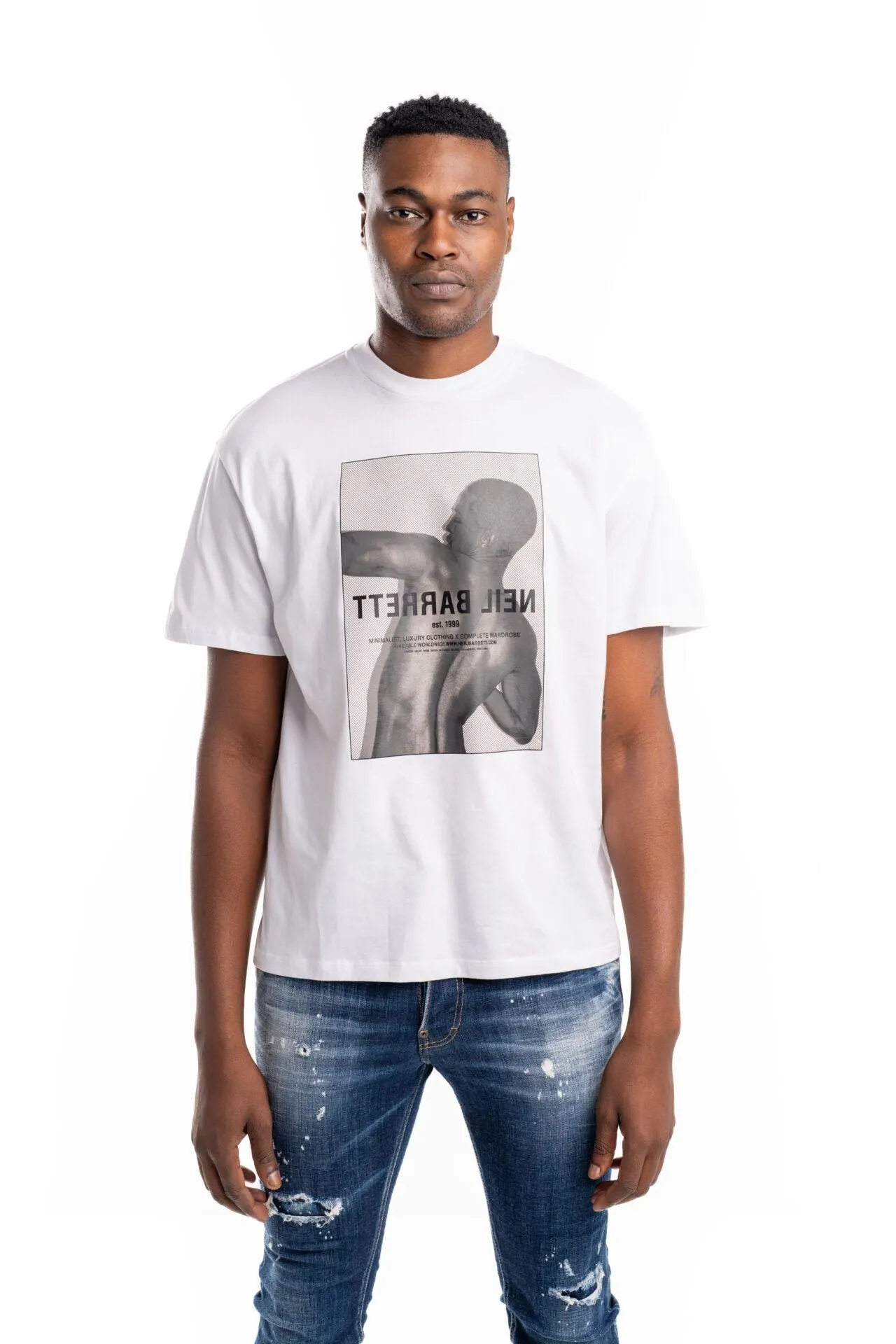 Neil Barrett Easy Dropped Shoulder Body Print white T-Shirt