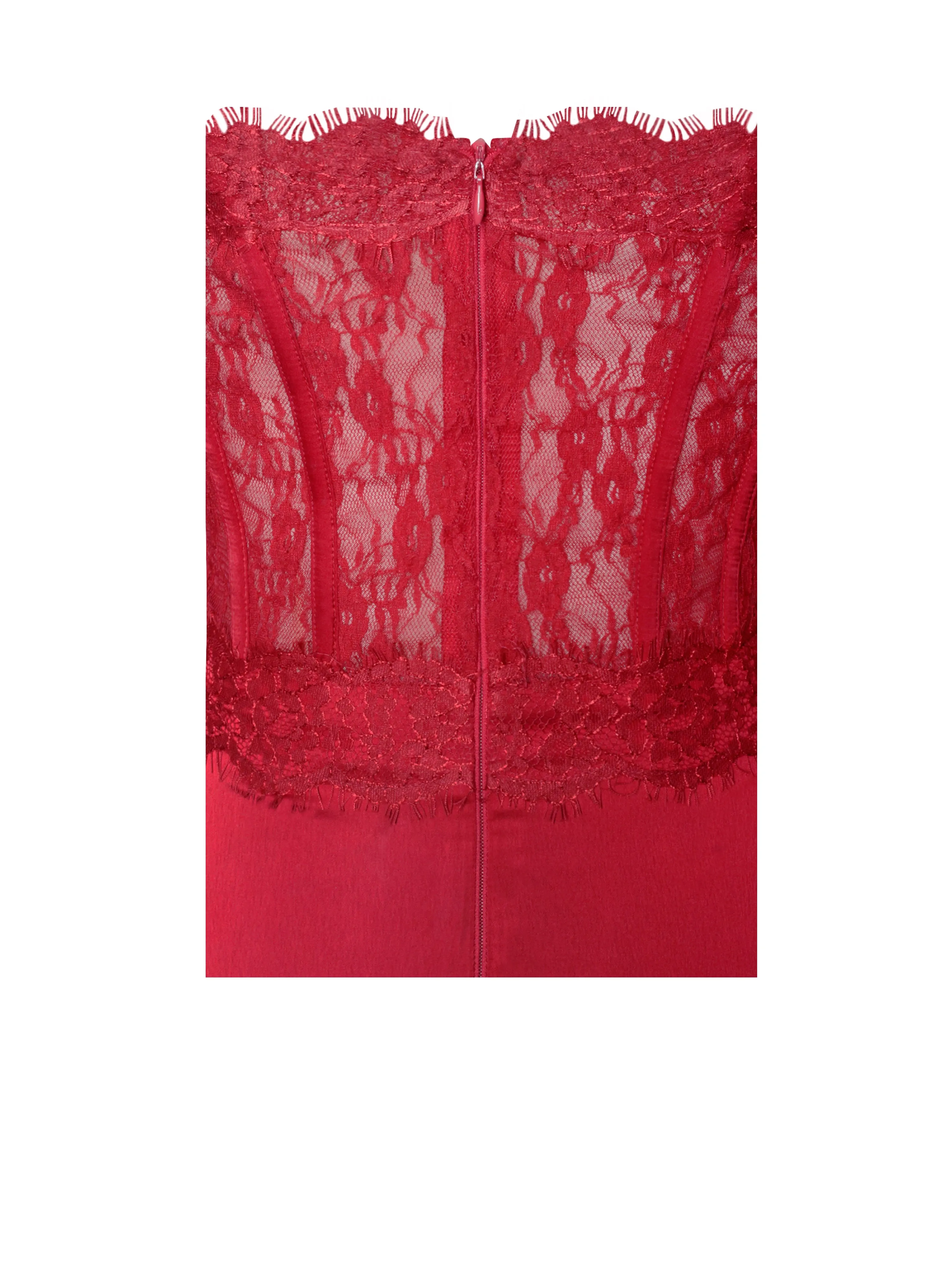 Nessa Red Lace Satin Corset Maxi Dress