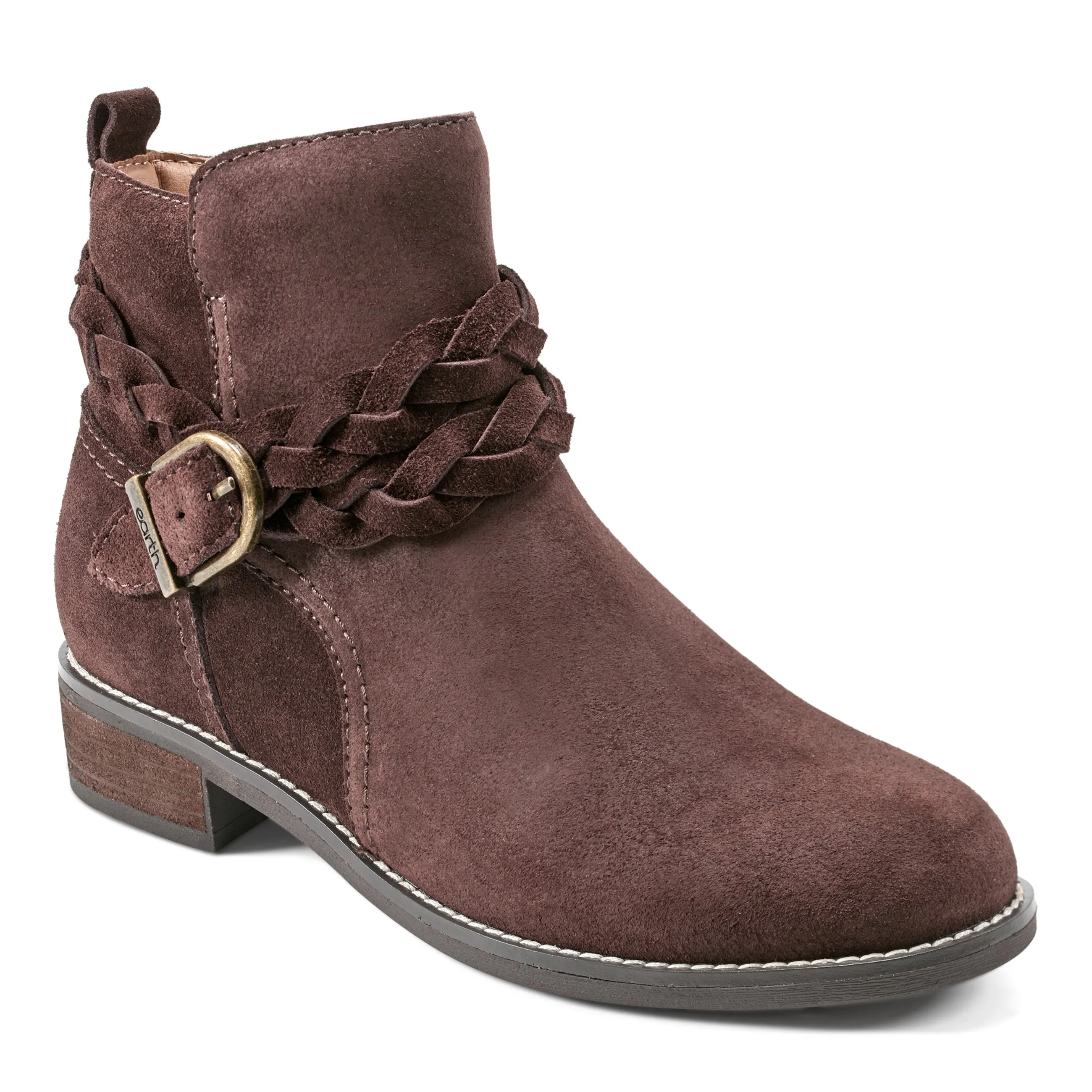 Nicole Round Toe Stacked Heel Casual Booties