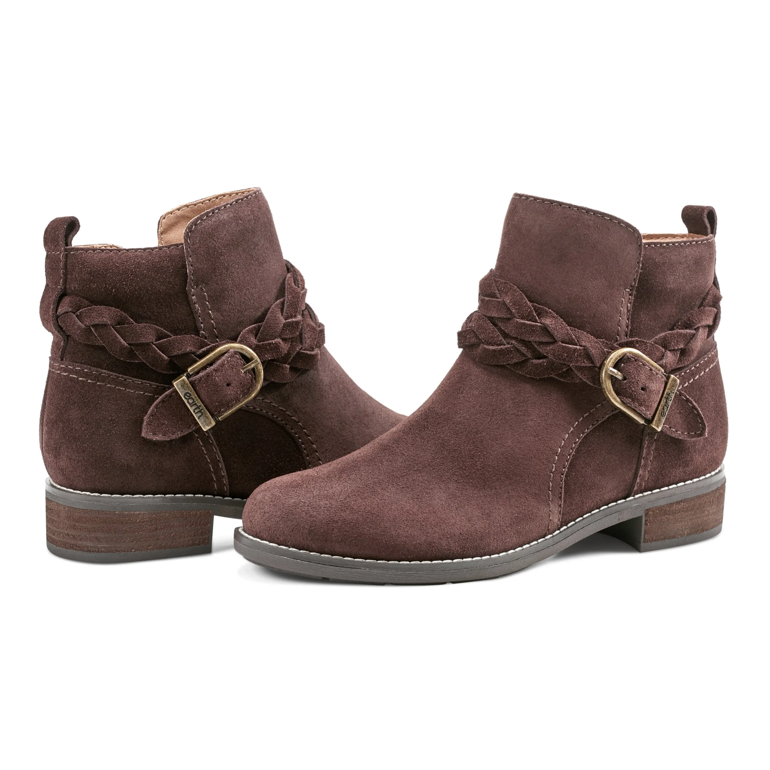 Nicole Round Toe Stacked Heel Casual Booties