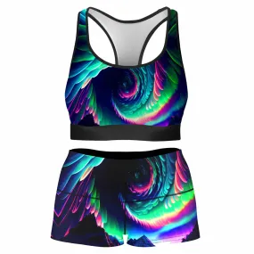 Northern Lights II Rave Bra and High Waist Booty Shorts Combo