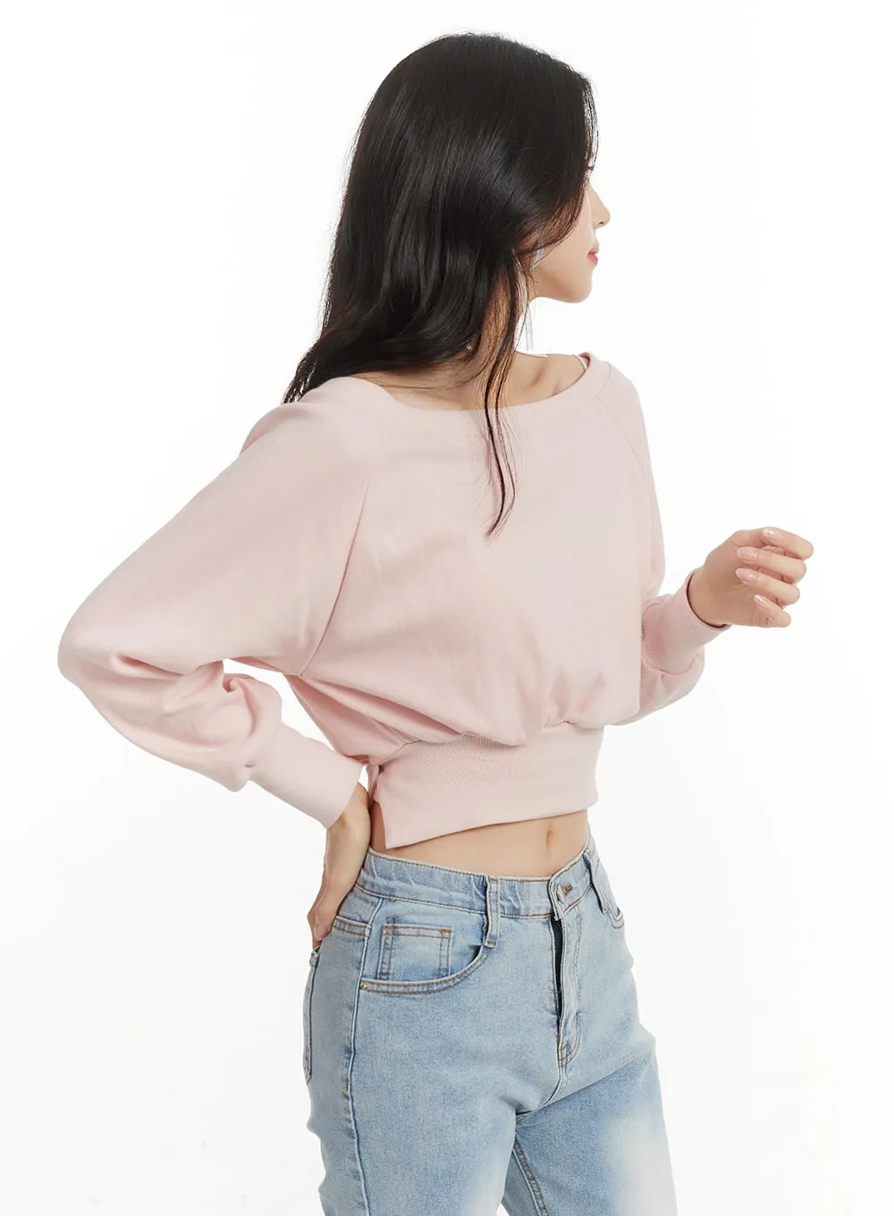 Off-the-Shoulder Cropped Sweatshirt OF427