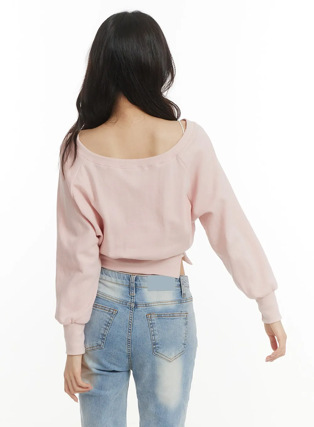 Off-the-Shoulder Cropped Sweatshirt OF427