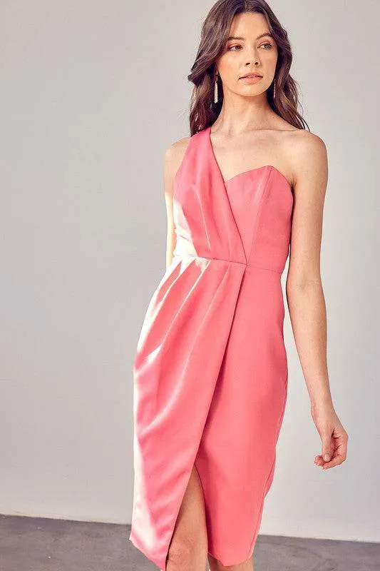 Overlap One Shoulder Dress