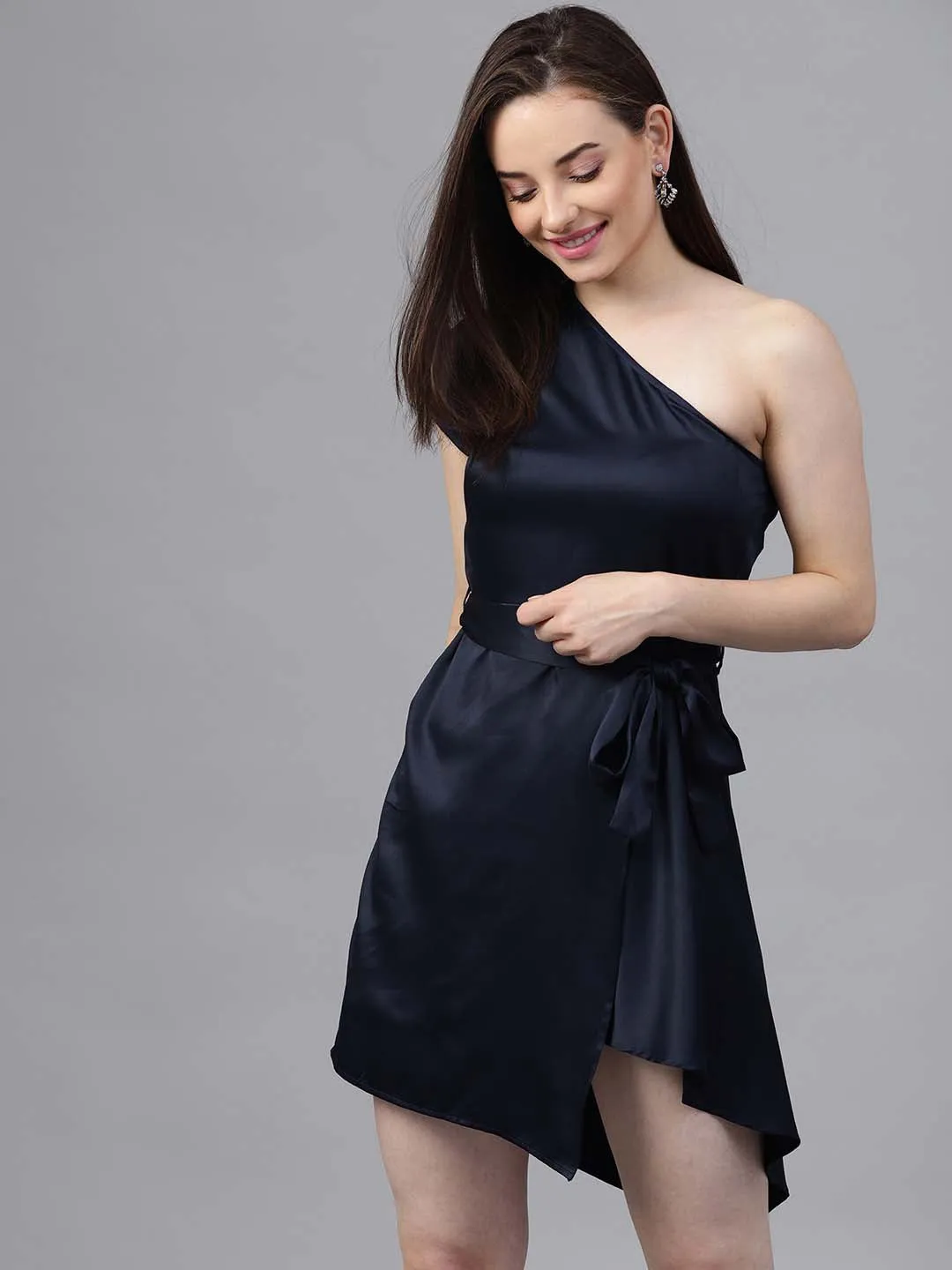 One Shoulder Satin Dress